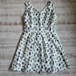 Cactus Pattern Sleeveless Dress